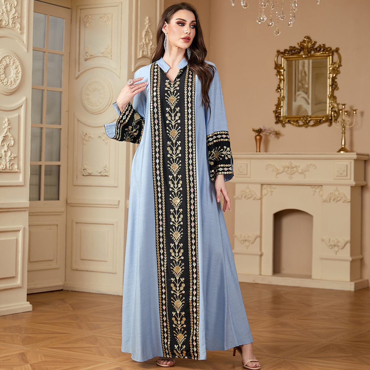 robe longue en patchwork brodé