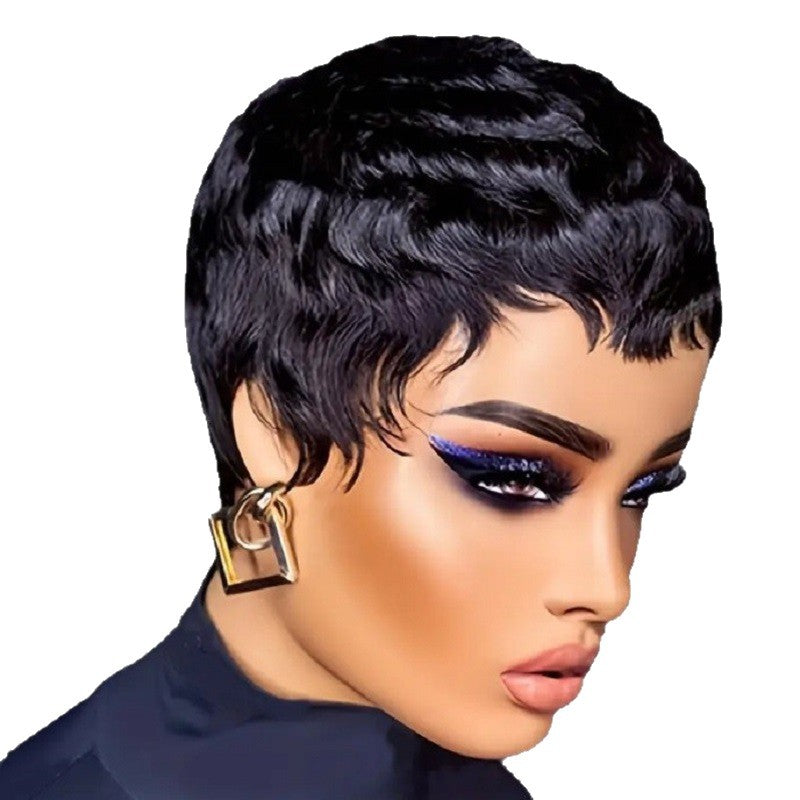 Perruque africaine femme cheveux courts noirs