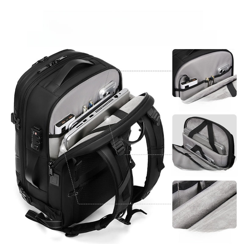 Nouveau sac à dos compressible par aspiration à une touche , sac de voyage compact haute capacité, sac à dos d'ordinateur pour les trajets quotidiens