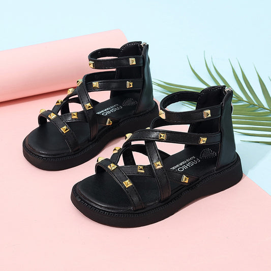 Sandales romaines pour filles, bout ouvert, mode