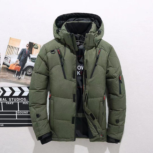 Veste courte d'hiver pour hommes en duvet, décontractée, d'extérieur, épaissie, à capuche