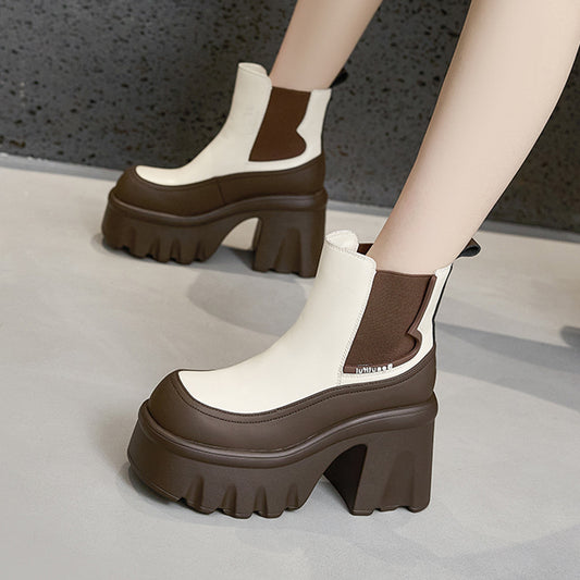 Bottes Martin à semelle épaisse style britannique pour femmes
