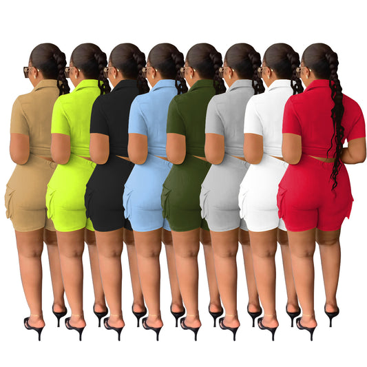 Women's Short Sleeve Shirt and Shorts Set