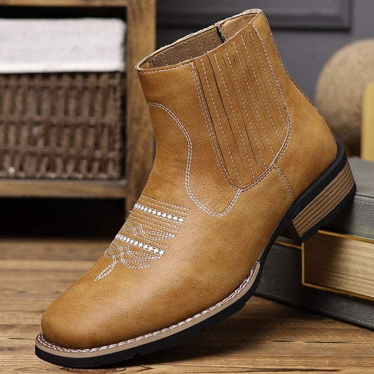 Bottes Chelsea pour hommes Chaussures décontractées en cuir à enfiler
