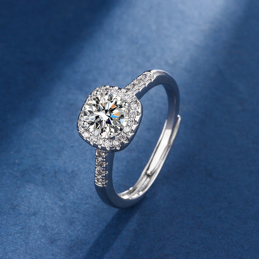 Parure de luxe carrée en zircon (bague, boucles d'oreilles et collier)