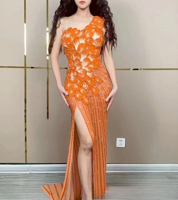 Robe de soirée en queue de poisson à une épaule