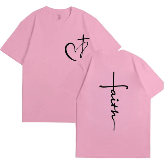 T-shirt en coton pour femmes avec imprimé cœur