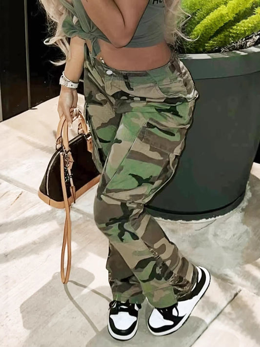 Pantalon en jean rétro taille haute à jambes larges