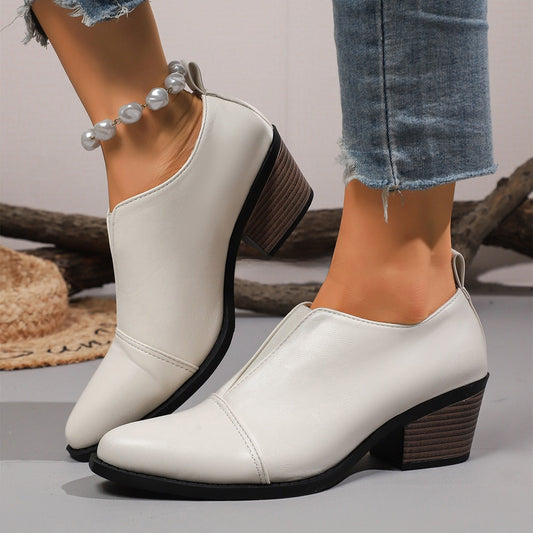 Chaussures pour femmes à élastique Chelsea, talon épais, bout pointu