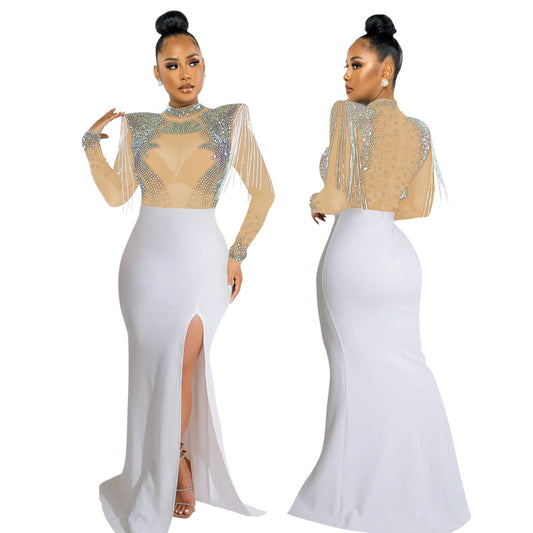 Habit :Robe cintrée en maille strass pour femme