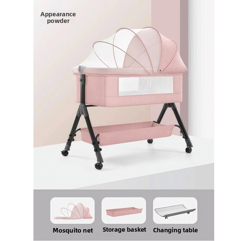 Adjustable Height Portable Baby Crib with Mosquito Net