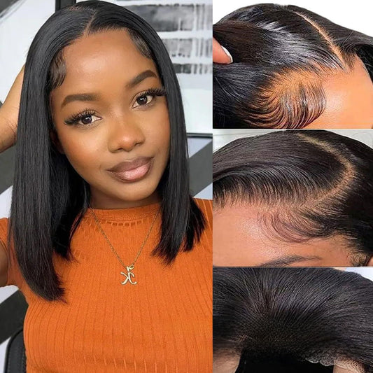 Perruque Bob lisse en cheveux humains avec lace front