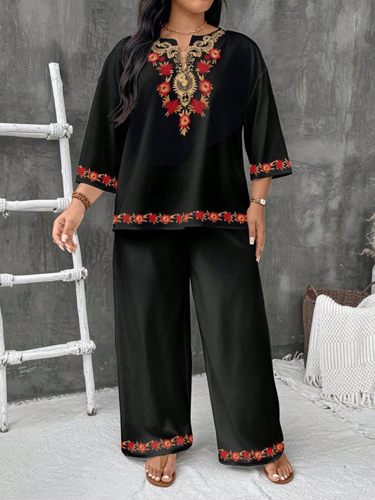 Ensemble chemise et pantalon à imprimé floral