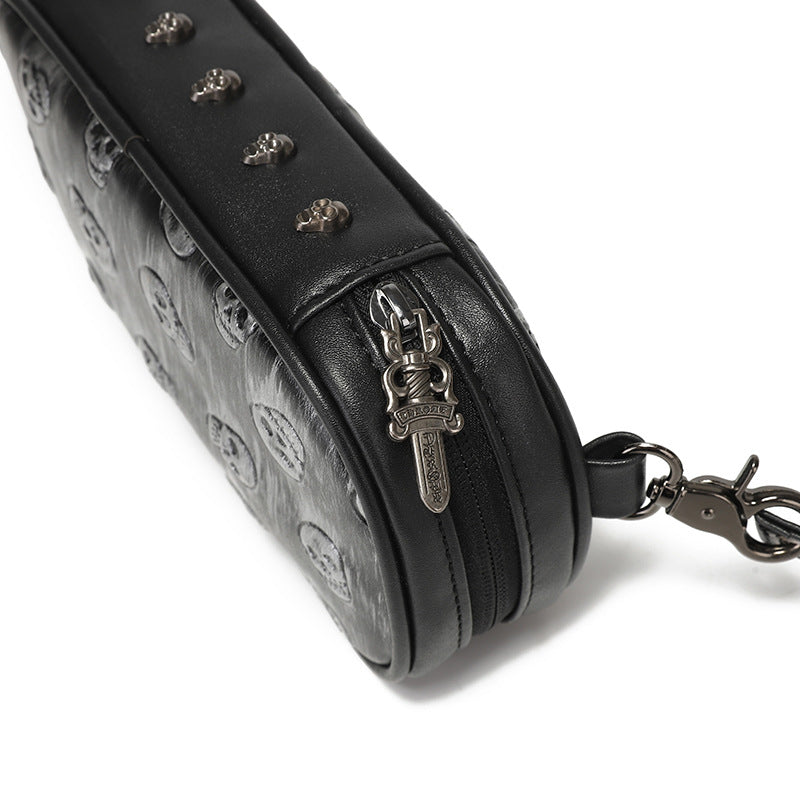 Sacoche de téléphone style punk pour homme avec emplacements pour cartes