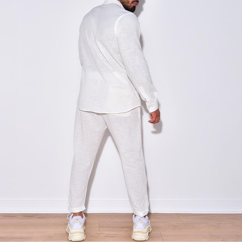 Ensemble deux pièces pour homme (pantalon et haut) en coton, style décontracté et fonctionnel, manches longues, pour l'automne (destiné à l'exportation).