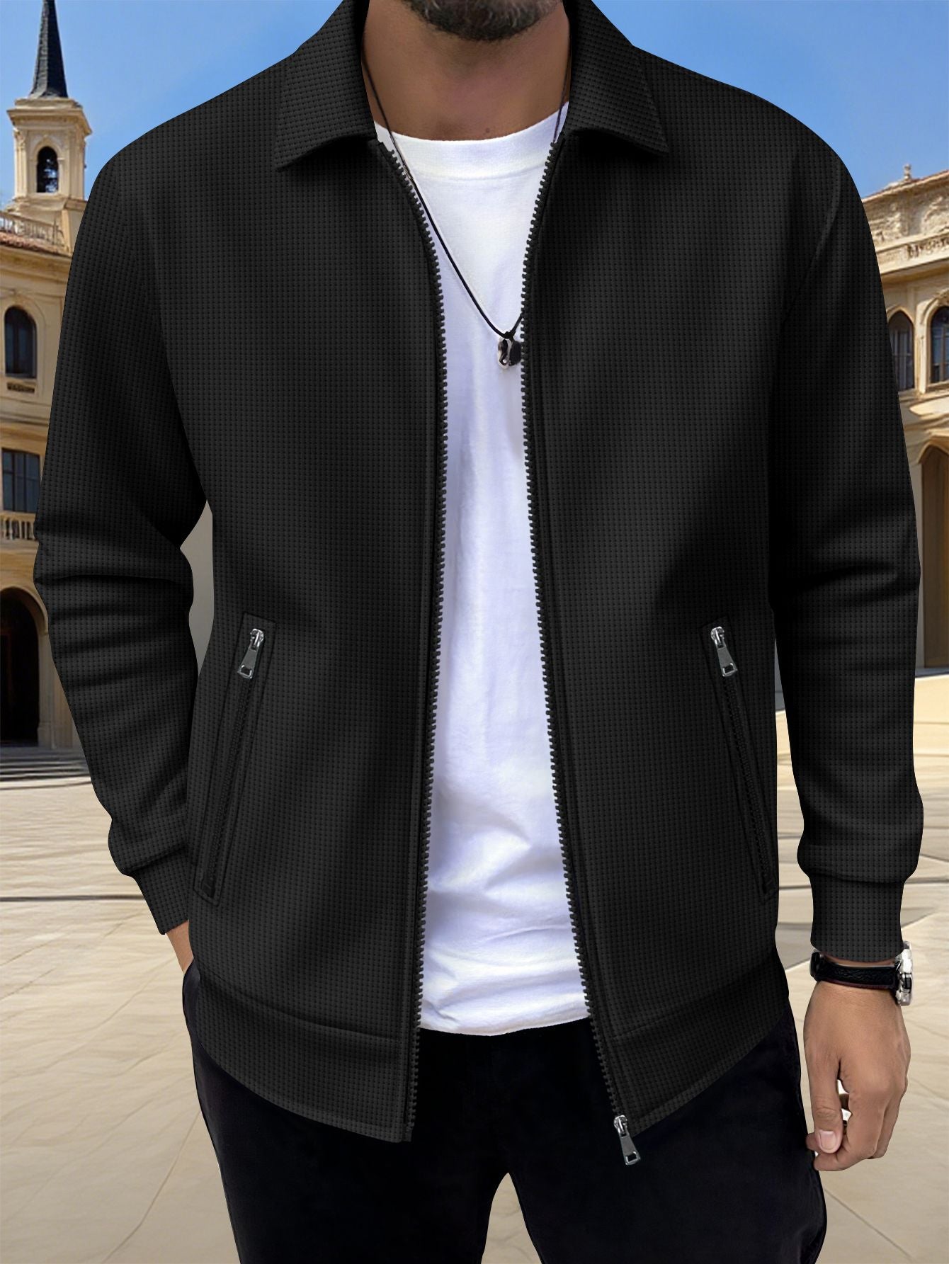 Veste décontractée pour homme avec fermeture éclair