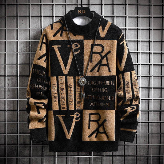 Pull en tricot pour hommes à rayures avec couleurs contrastantes