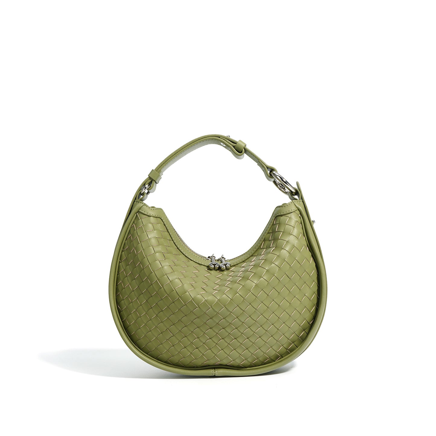 Sac a main en cuir tressa en forme de croissant