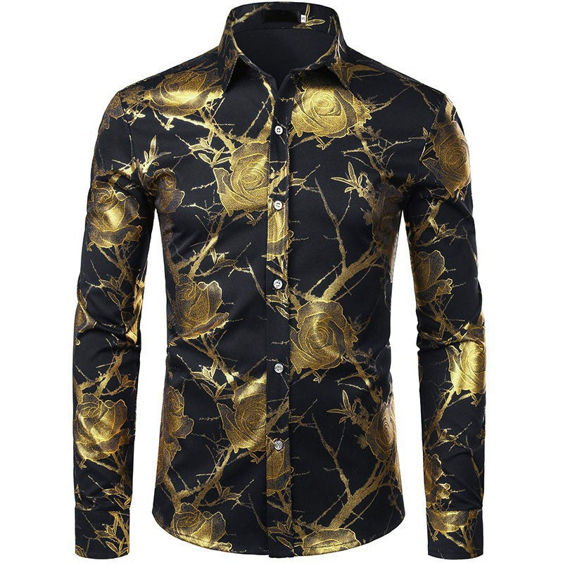 Chemise à manches longues pour homme à imprimé floral