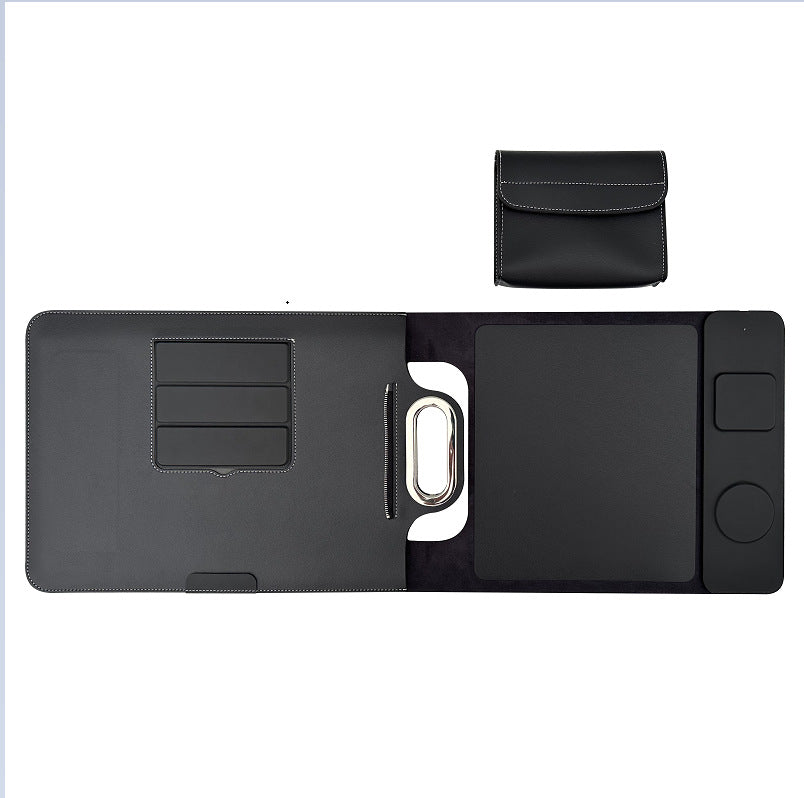 Chargeur sans fil magnétique, housse d'ordinateur portable en cuir, tapis de souris