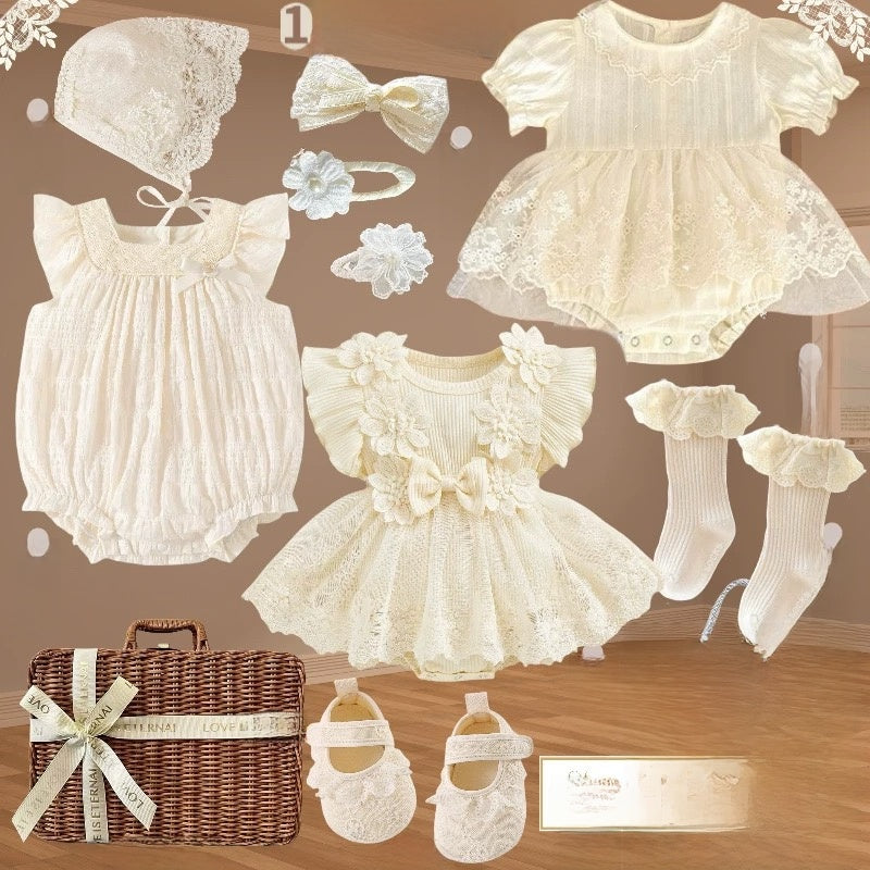 Ensemble robe en dentelle pour bébé fille avec accessoires