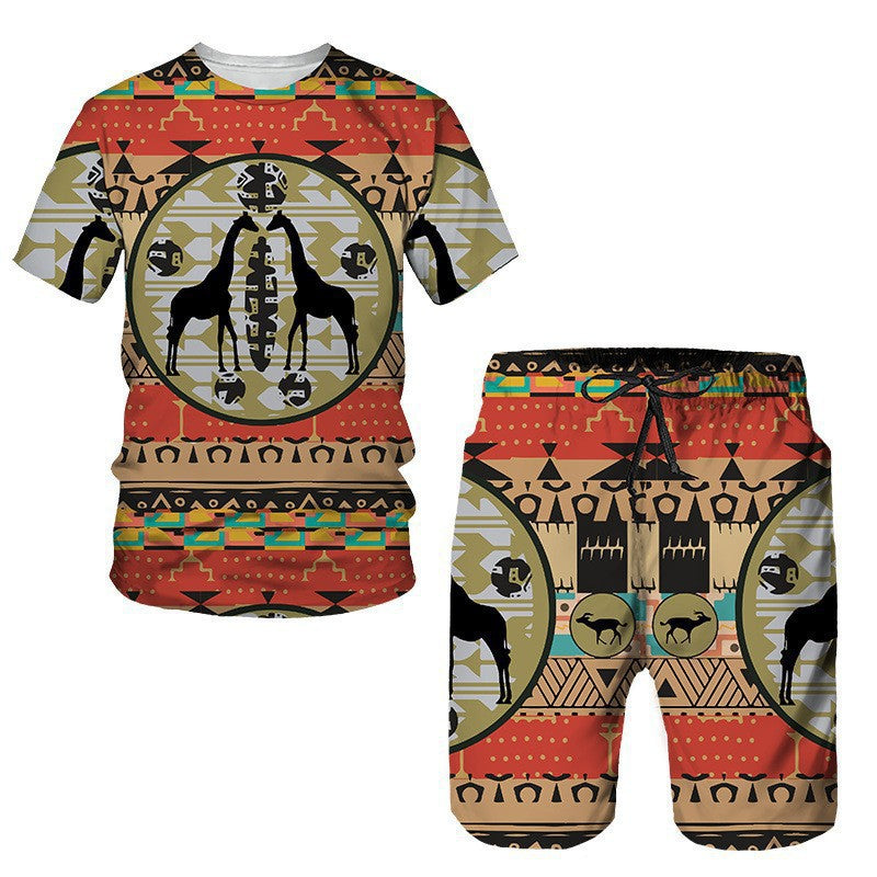 Ensemble T-shirt à manches courtes et short pour hommes en tissu africain