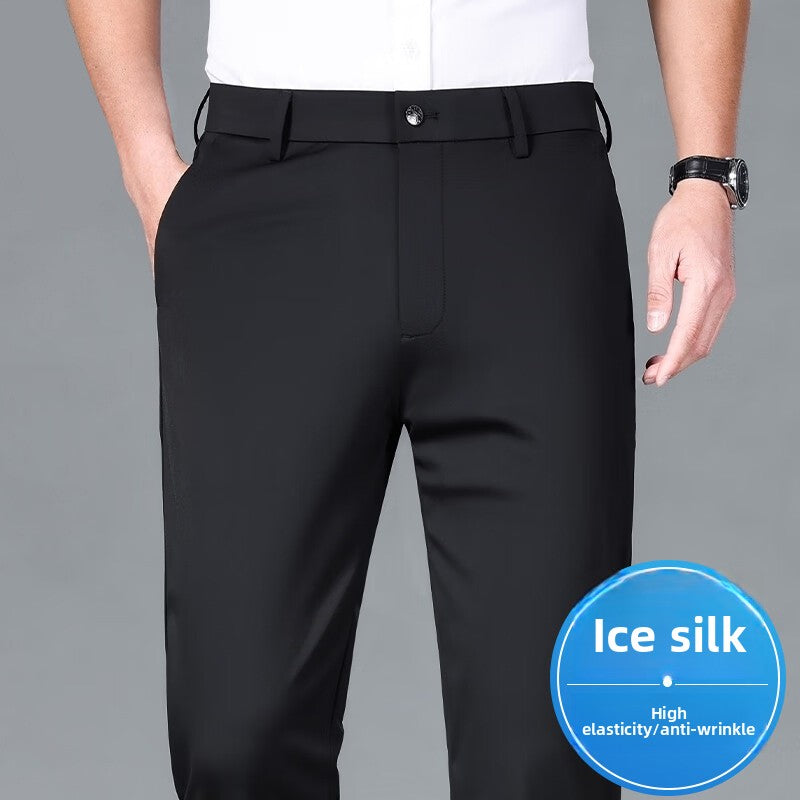 Pantalon décontracté à jambes droites élastiques pour homme