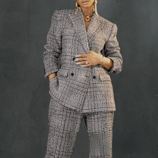 Veste et pantalon femme à carreaux