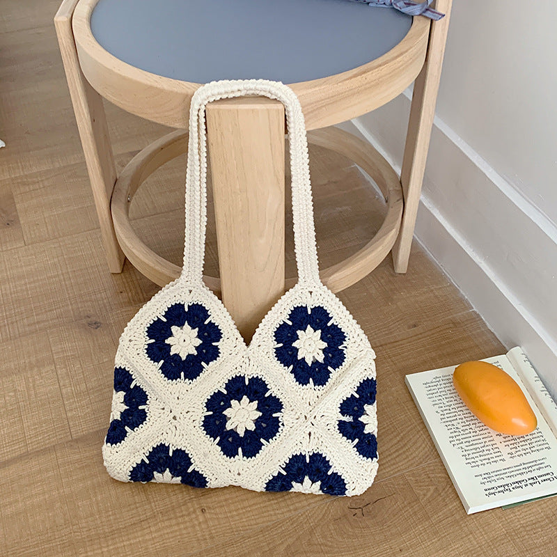 Sac bandoulière fait main en corde de coton crochetée