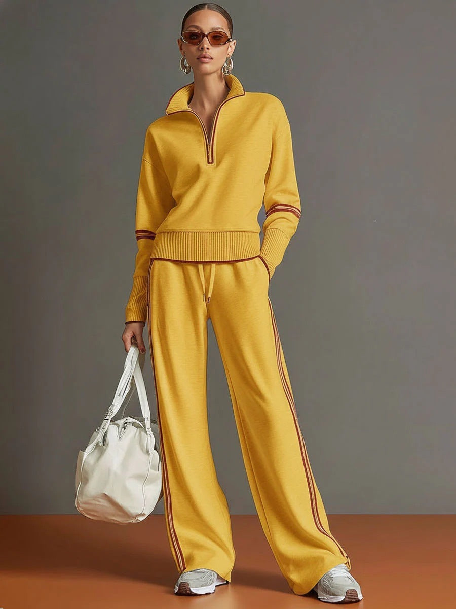 Ensemble de survêtement pour femmes à pantalon large avec cordon de tirage