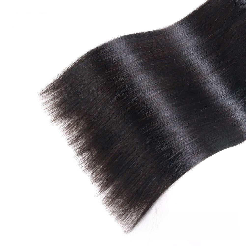 Perruque en cheveux humains lisses avec mèches de vrais cheveux