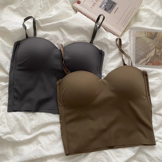 Débardeur bustier en soie glacée pour femme avec bonnets fixes