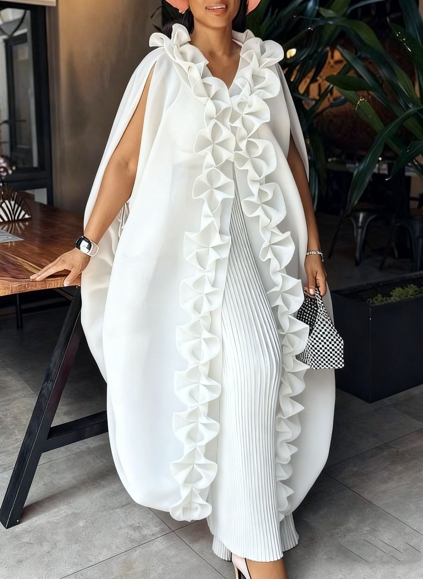 Habit :Ensemble deux pièces en dentelle plissée lâche