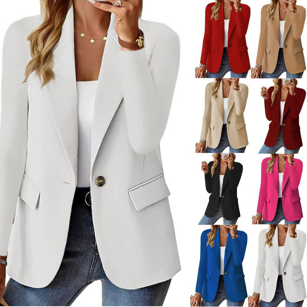 Cardigan blazer uni à manches longues pour femmes