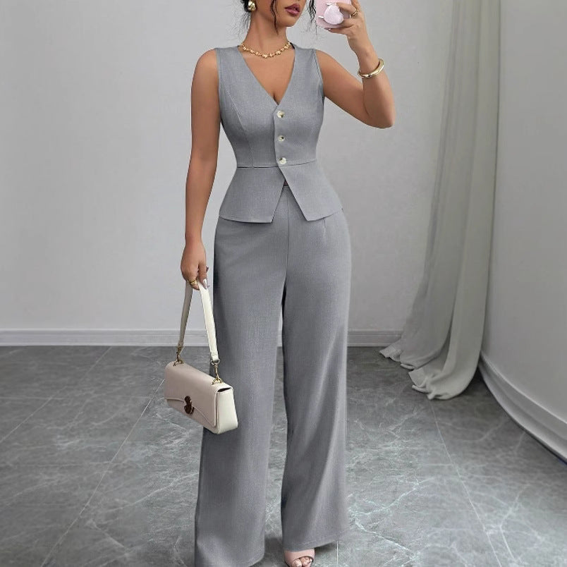 Ensemble pour femmes : débardeur sans manches et pantalon taille haute