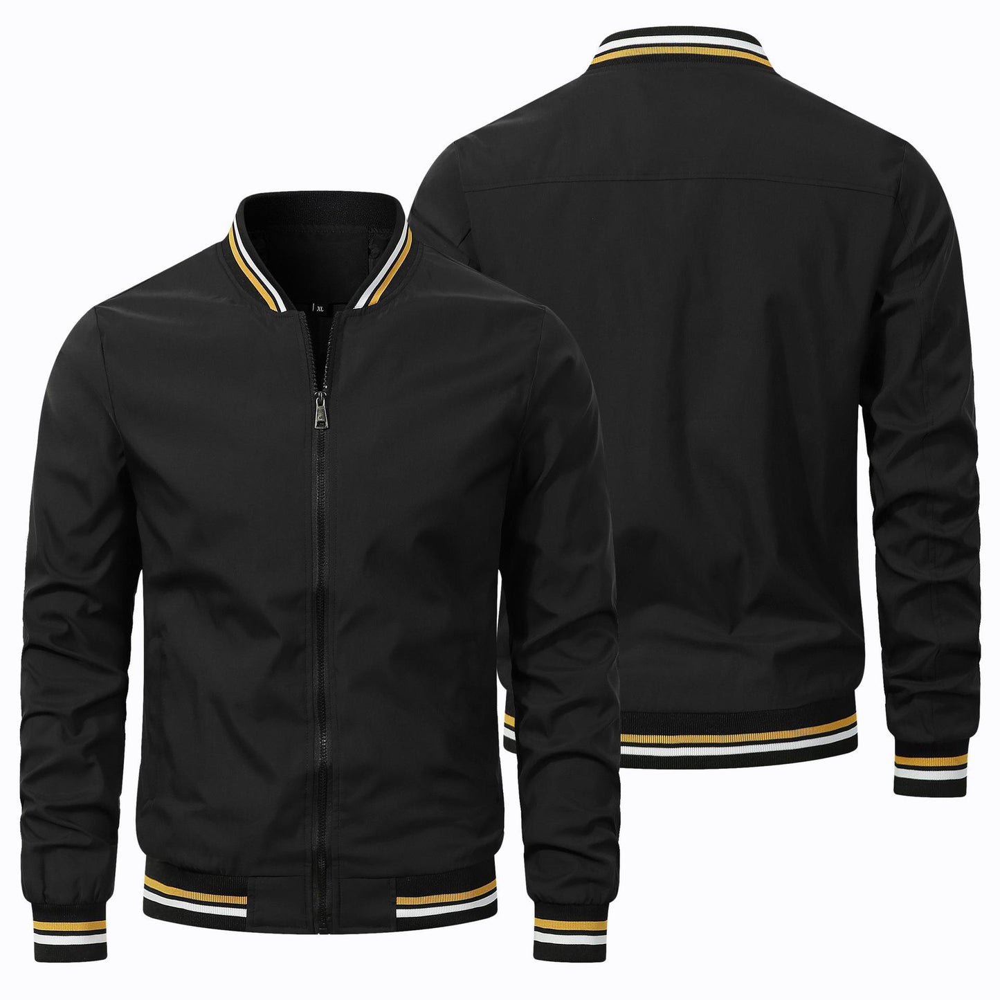 Veste décontractée pour homme à col montant et fermeture éclair