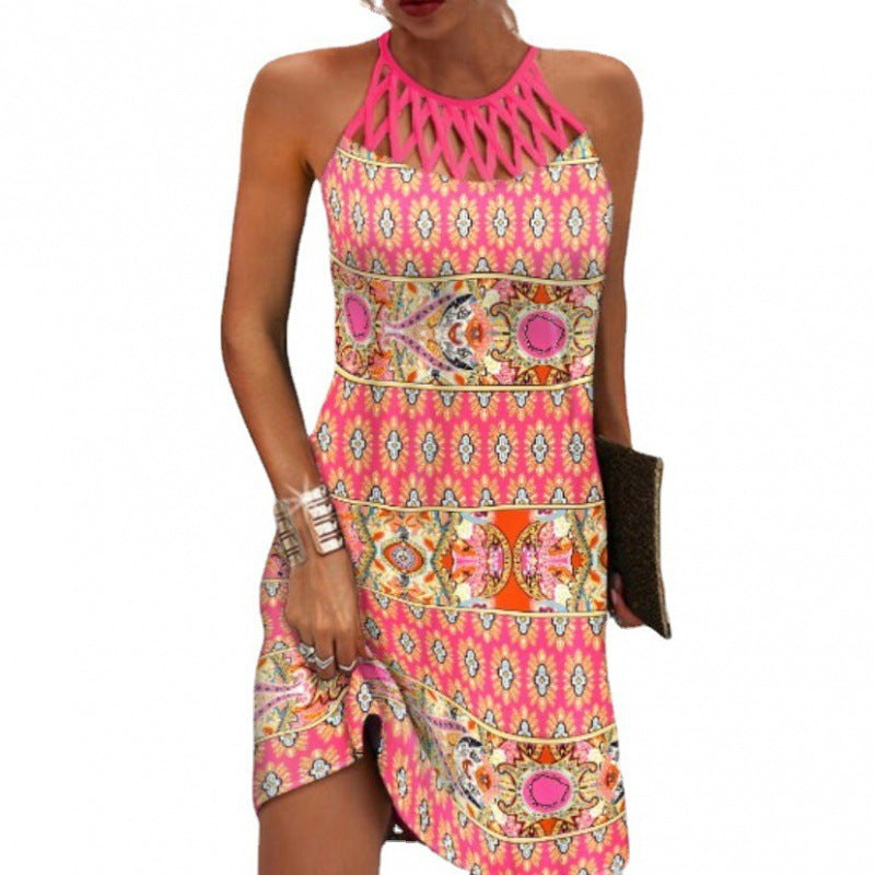 Robe pour femmes à imprimé floral avec col licou
