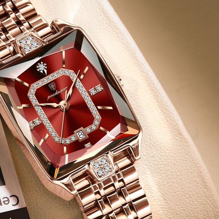 Montre carrée en quartz pour femmes