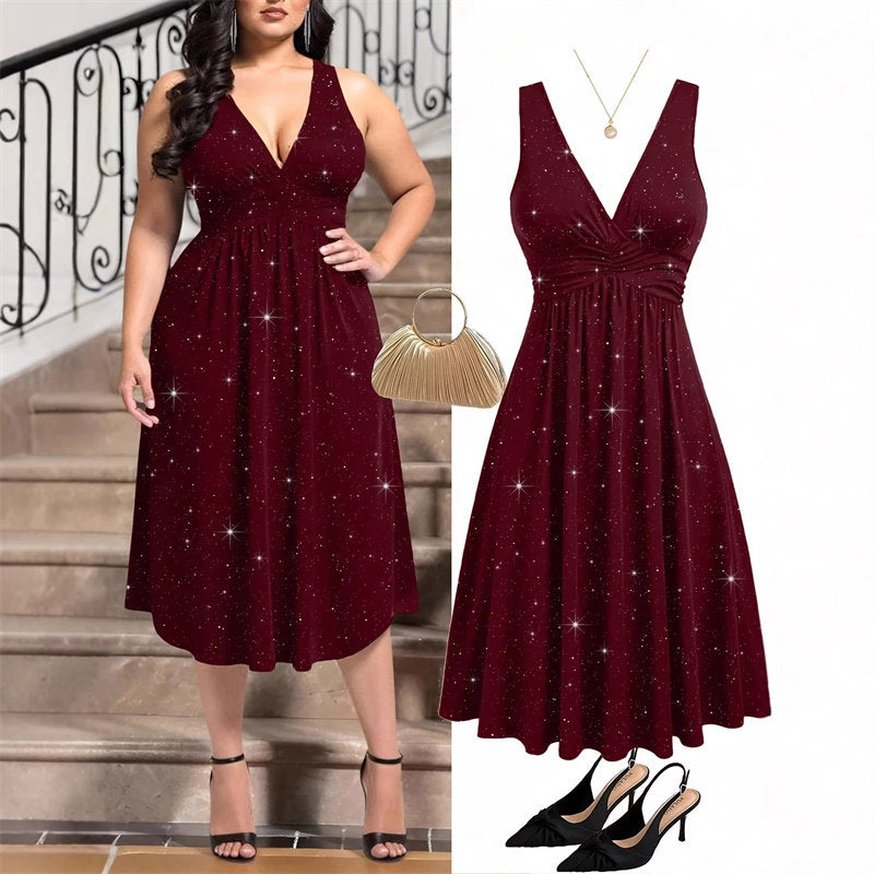 Robe Débardeur Tricotée Plissée à Taille Élégante pour Femme