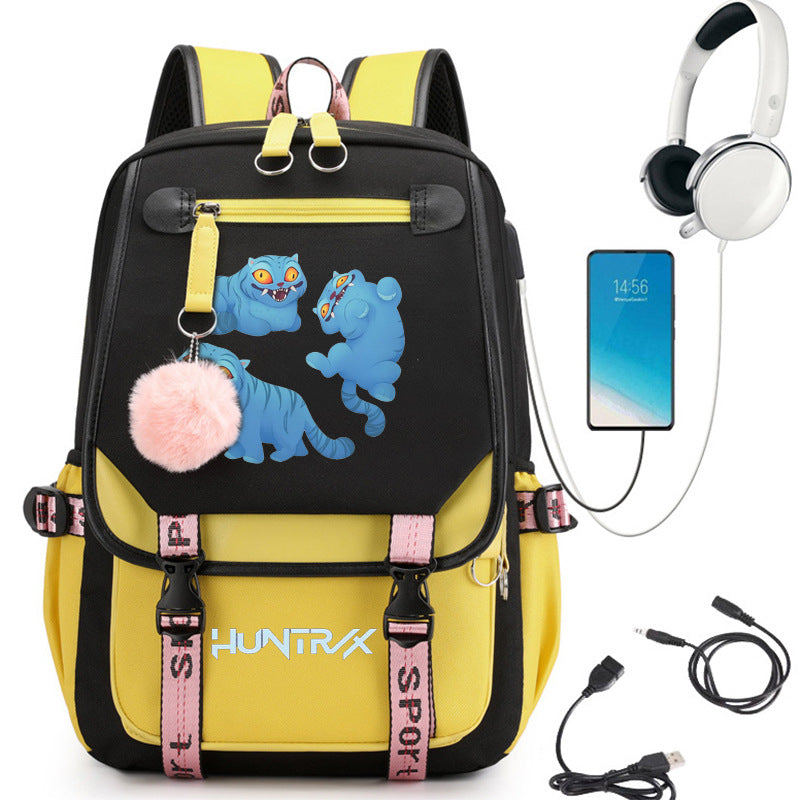 Sac à dos d'école avec motif cartoon et grande capacité