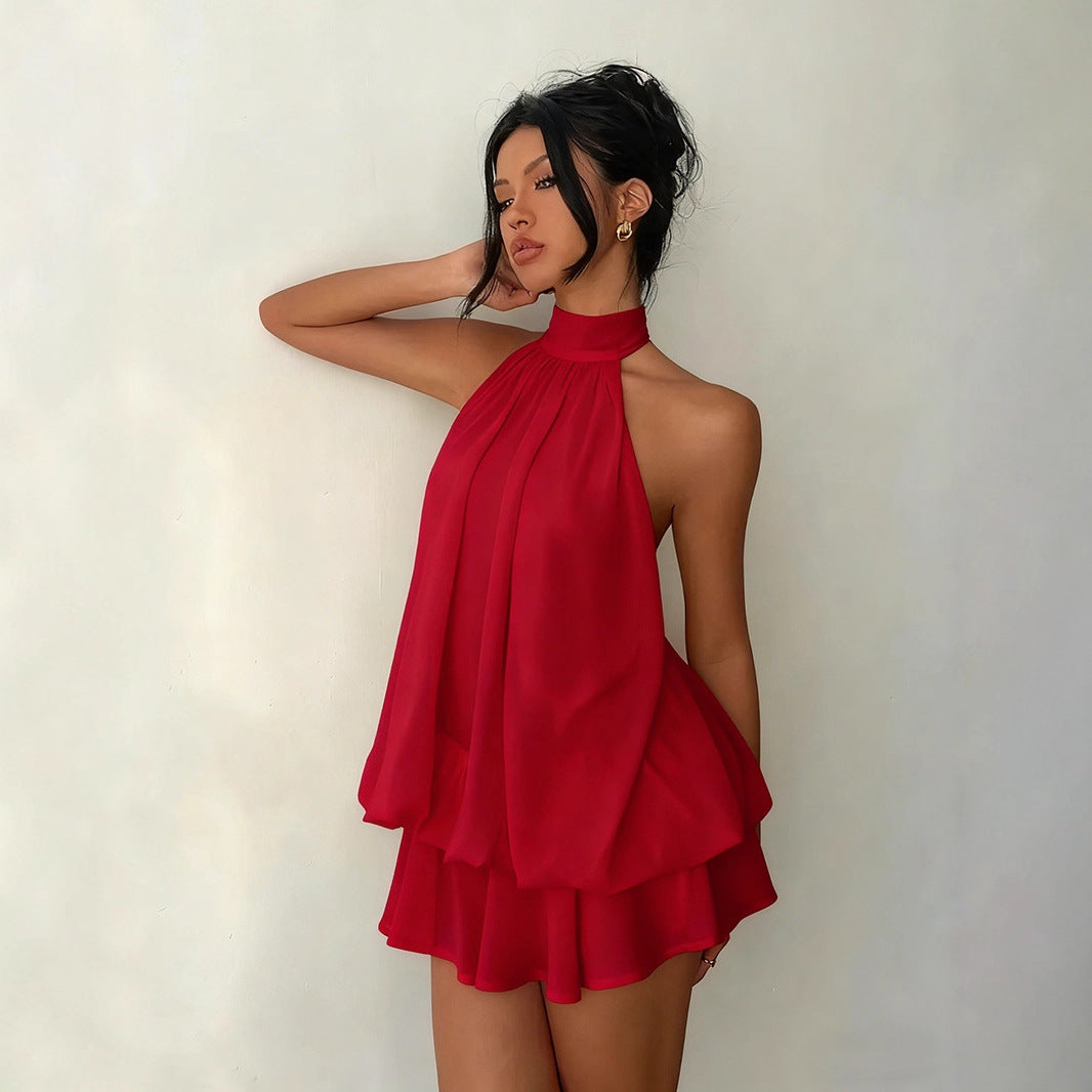 Robe femme à encolure américaine, taille haute, coupe A