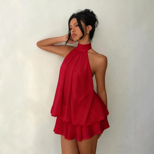 Robe femme à encolure américaine, taille haute, coupe A