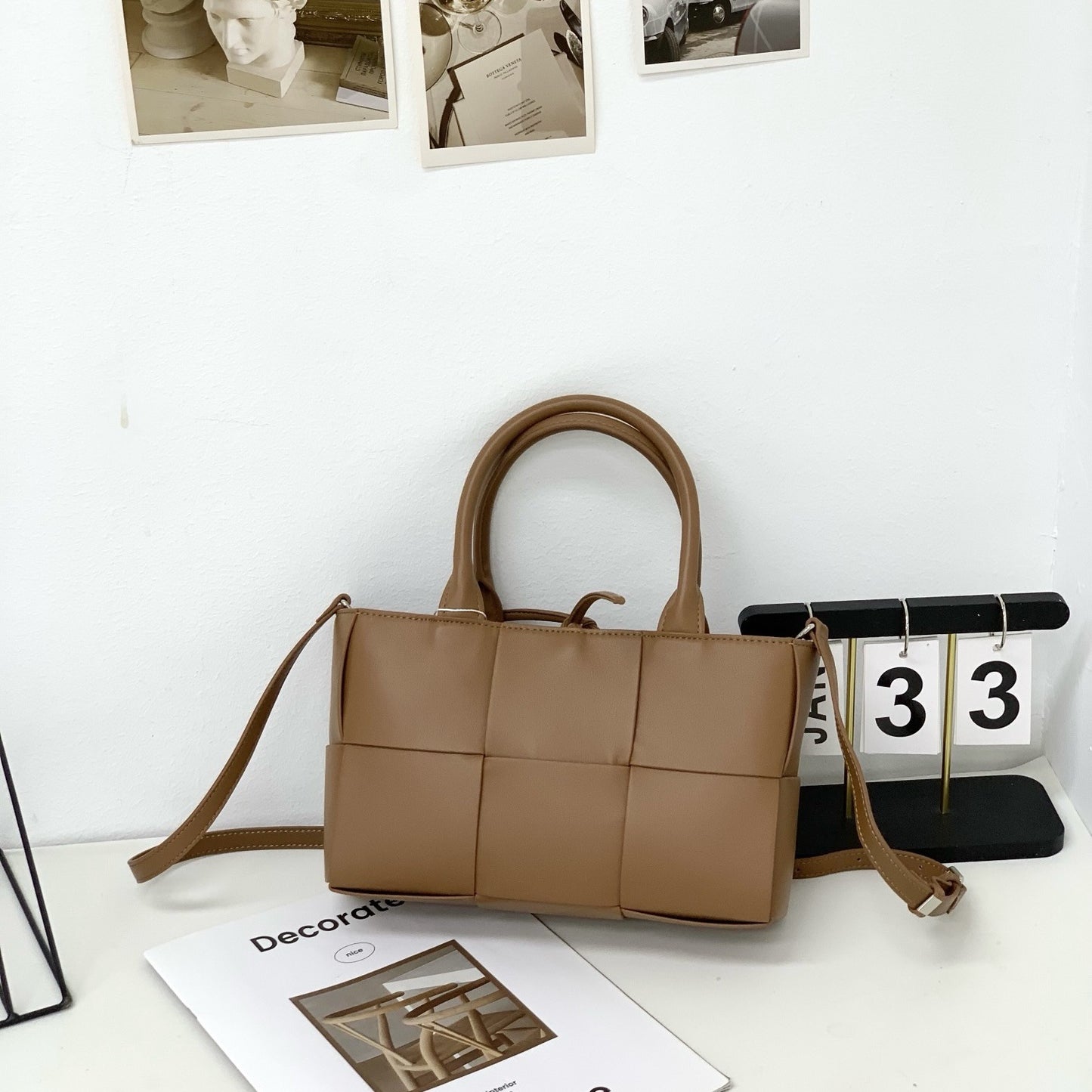 Sac cabas bandoulière en cuir véritable