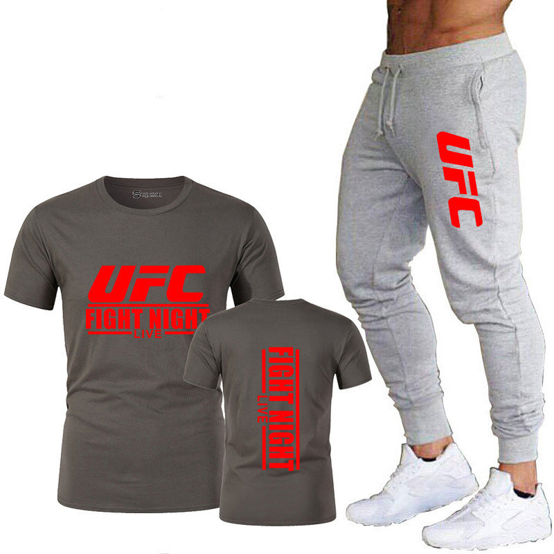 Ensemble de vêtements de sport pour hommes comprenant un t-shirt en coton et un pantalon