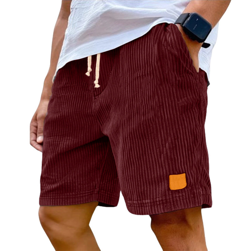 Short décontracté rétro en velours côtelé pour homme