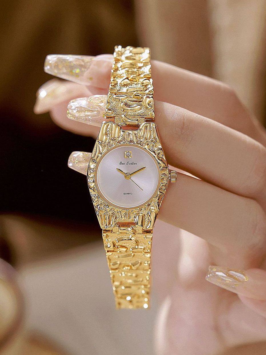 Montre quartz vintage pour femmes avec bracelet en alliage