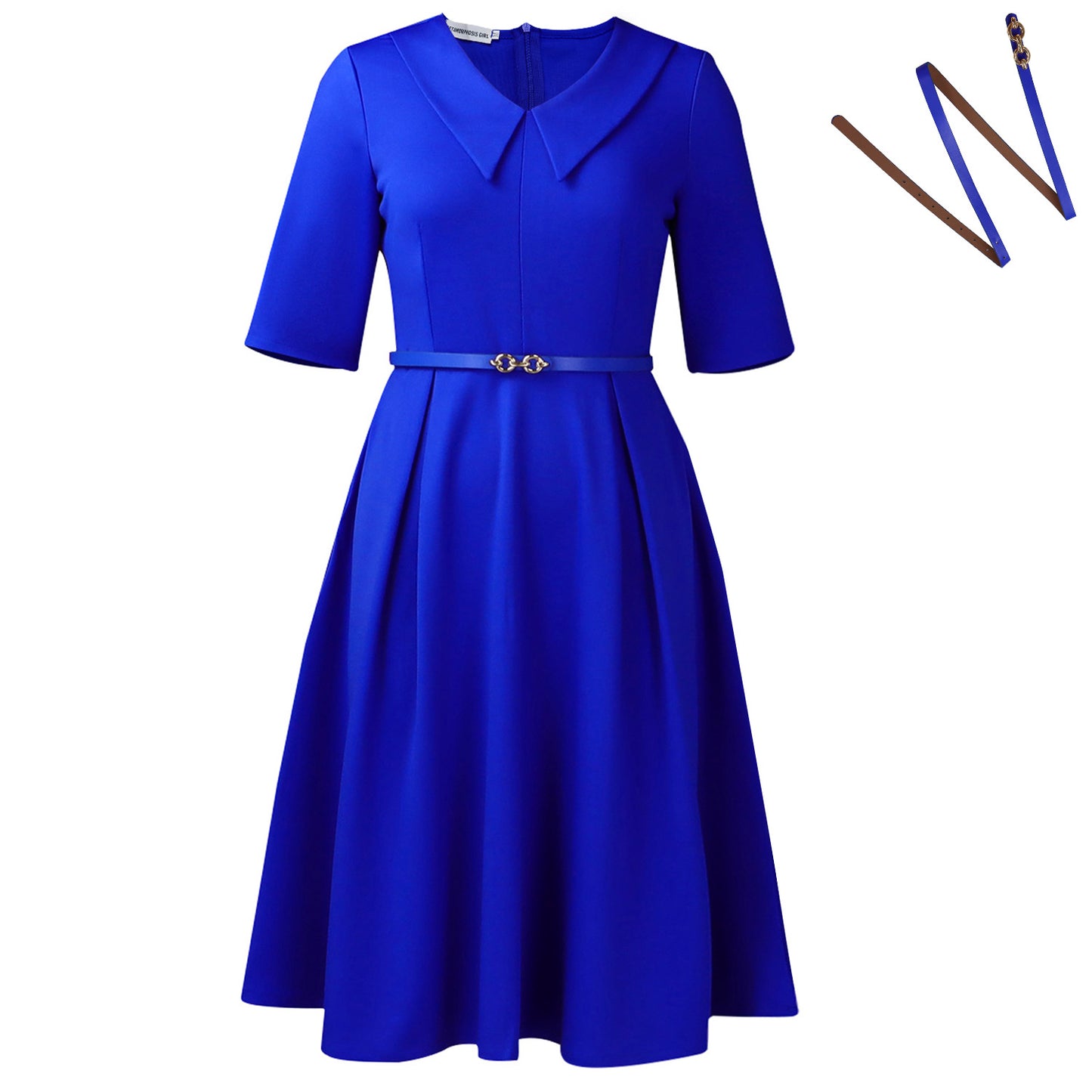 Habit :Robe élégante trapèze pour femme avec ceinture