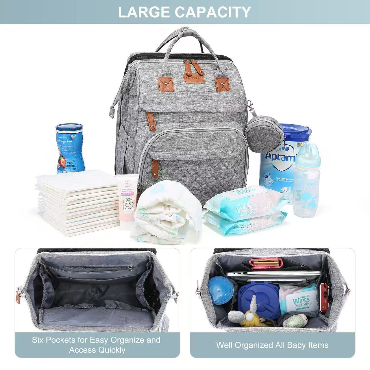 Sac à dos pliable pour lit bébé avec grande capacité