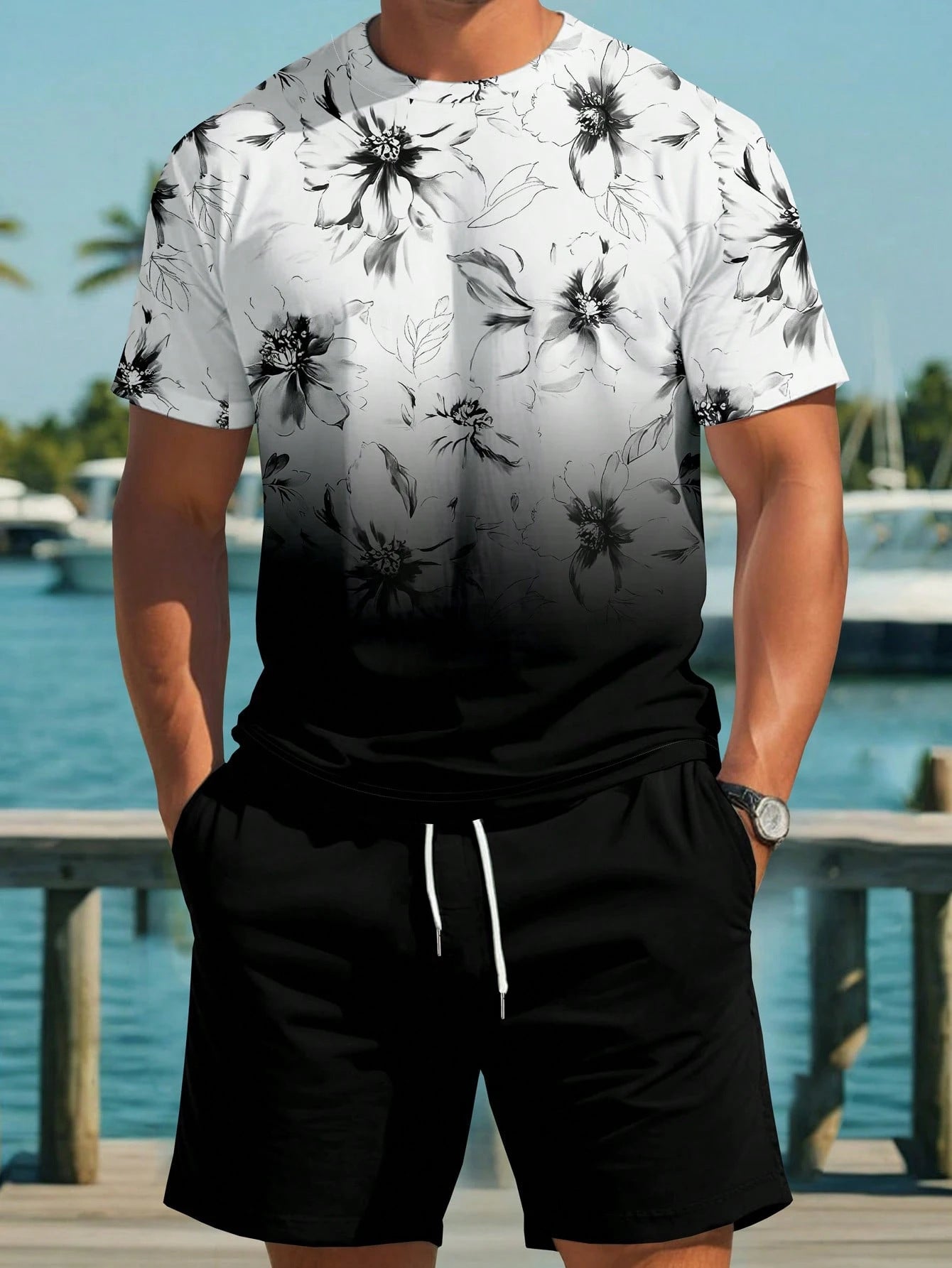 Ensemble de short de sport imprimé et t-shirt pour hommes