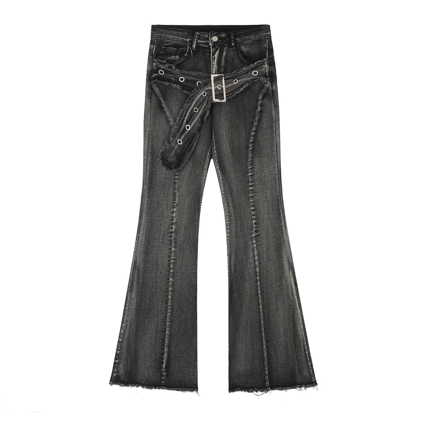 Pantalon en coton évasé pour femmes avec bord brut